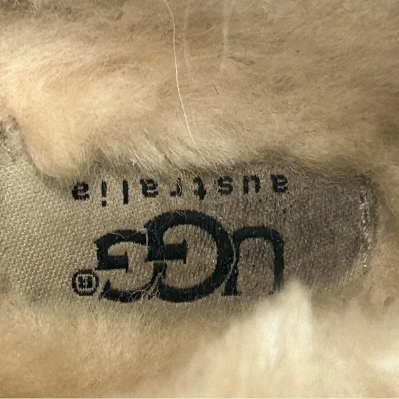 UGG Women SZ 9 TATE 10164 Black Suede Wool Lined Slip On Moccasin Slipper Shoe - Picture 11 of 12